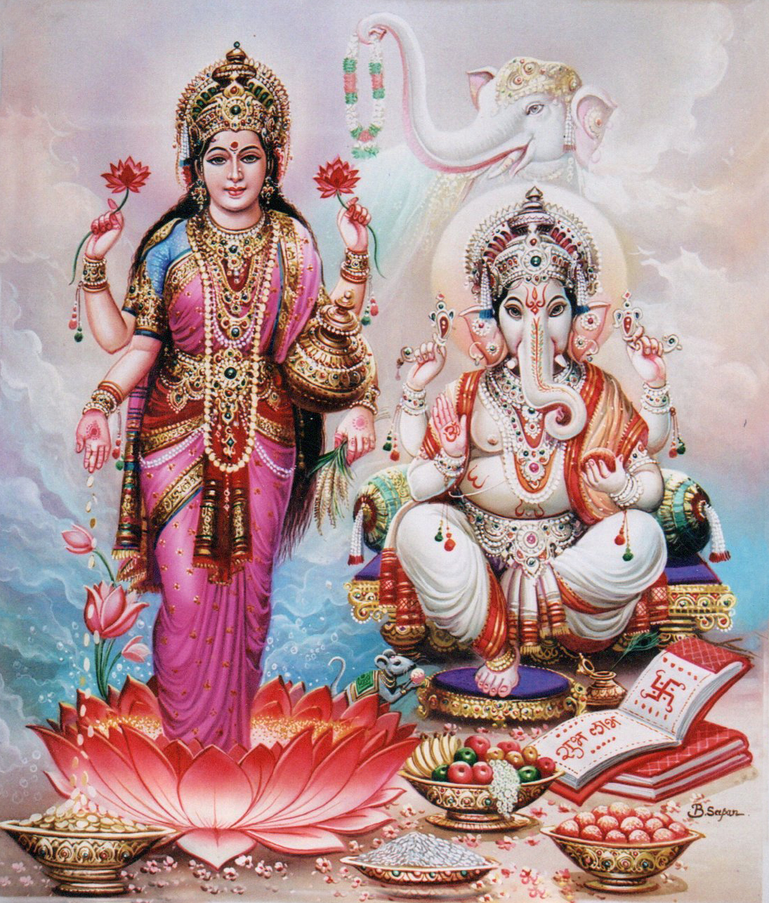 Temple Mural, Detail — oil on canvas, temple commission