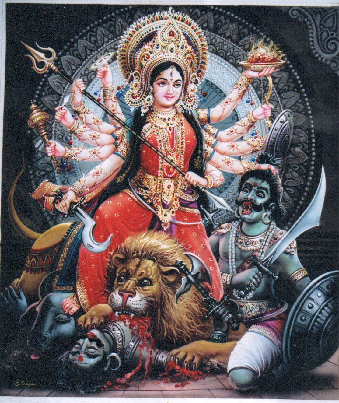 Temple Mural, Detail — oil on canvas, temple commission