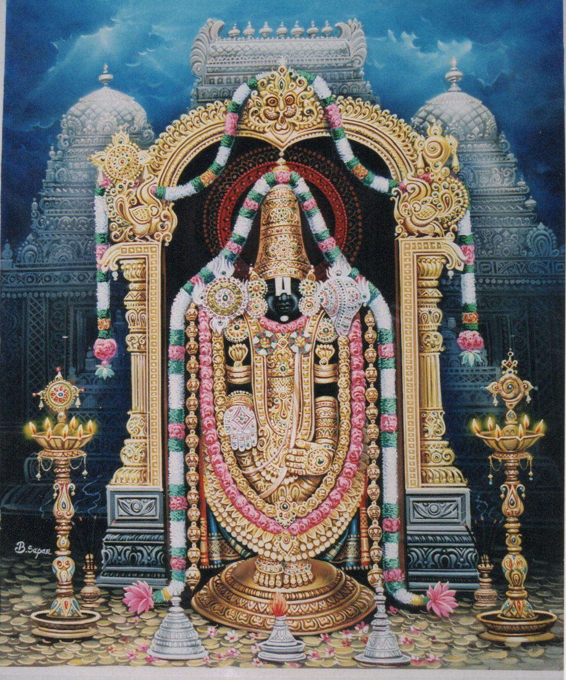 Temple Mural, Detail — oil on canvas, temple commission